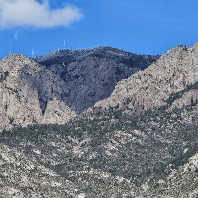 Rocky mountain landscape with blue sky