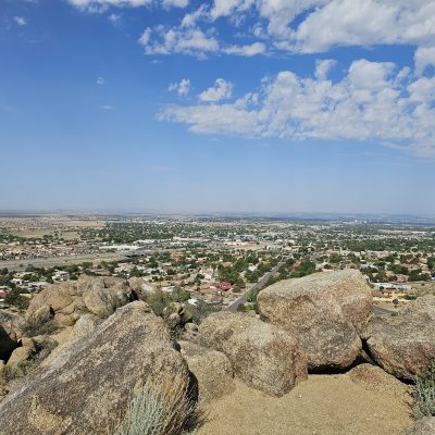Scenic view of cityscape and desert landscape.